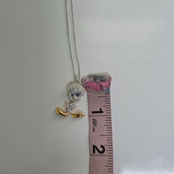 Vintage Danbury Mint Rare Tweety Bird Rhinestone Necklace 16" Adjustable - Picture 7 of 8